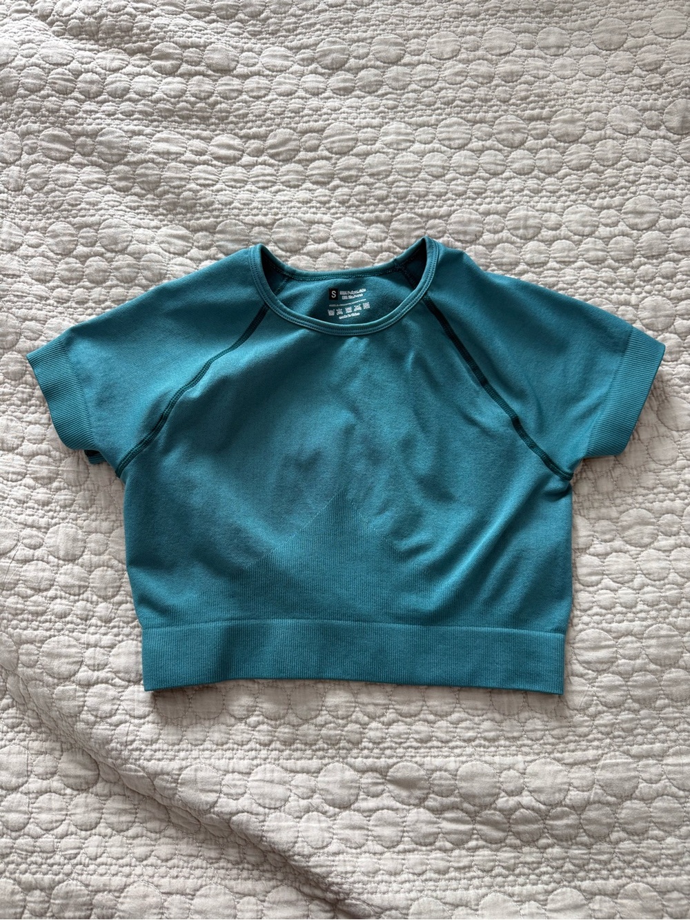 Teal Short Sleeve Crop Top